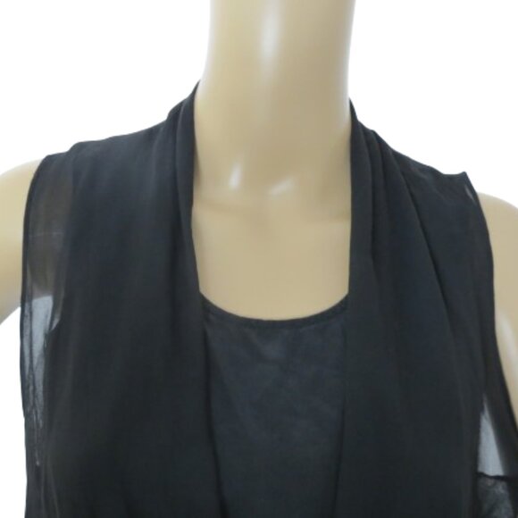 AllSaints Silk Asymmetrical Draped Blouse with Pointed Hem - Picture 2 of 7